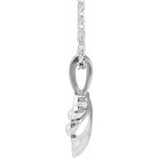 Platinum 2-Stone Cultured White Seed Pearl Family Shell 16-18" Necklace