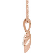 14K Rose 2-Stone Cultured White Seed Pearl Family Shell 16-18" Necklace