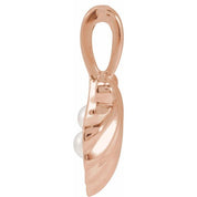 14K Rose 2-Stone Cultured White Seed Pearl Family Shell Pendant