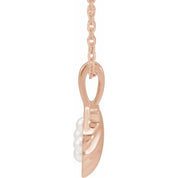14K Rose 4-Stone Cultured White Seed Pearl Family Shell 16-18" Necklace