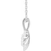 Platinum 4-Stone Cultured White Seed Pearl Family Shell 16-18" Necklace