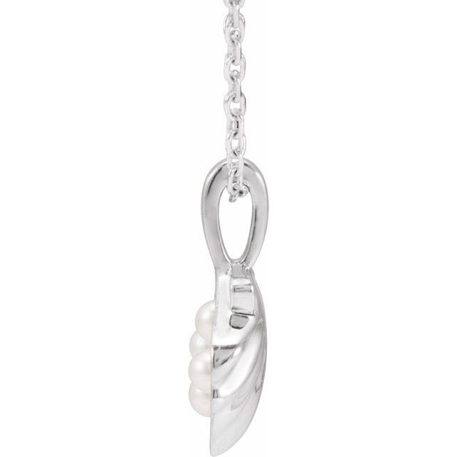 Platinum 4-Stone Cultured White Seed Pearl Family Shell 16-18" Necklace