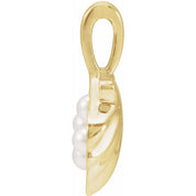14K Yellow 4-Stone Cultured White Seed Pearl Family Shell Pendant