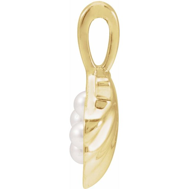 14K Yellow 4-Stone Cultured White Seed Pearl Family Shell Pendant