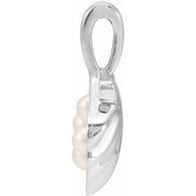 14K White 4-Stone Cultured White Seed Pearl Family Shell Pendant