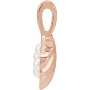 14K Rose 4-Stone Cultured White Seed Pearl Family Shell Pendant