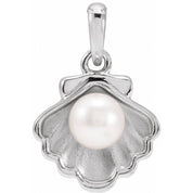 Sterling Silver Cultured White Freshwater Pearl Shell Pendant