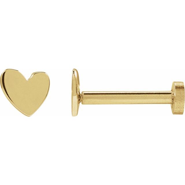 14K Yellow Gold 4 mm Asymmetrical Heart Earrings - Part #88158:150:P