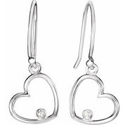 Sterling Silver .03 CTW Natural Diamond Heart Earrings