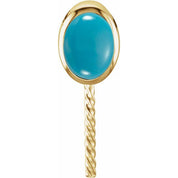 14K Yellow 7x5 mm Natural Turquoise Semi-Set Pendant for 10-15 mm Pearl