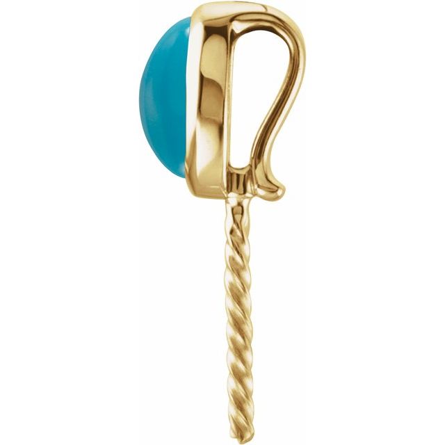 14K Yellow 7x5 mm Natural Turquoise Semi-Set Pendant for 10-15 mm Pearl