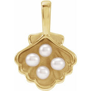 14K Yellow 4-Stone Cultured White Seed Pearl Family Shell Pendant