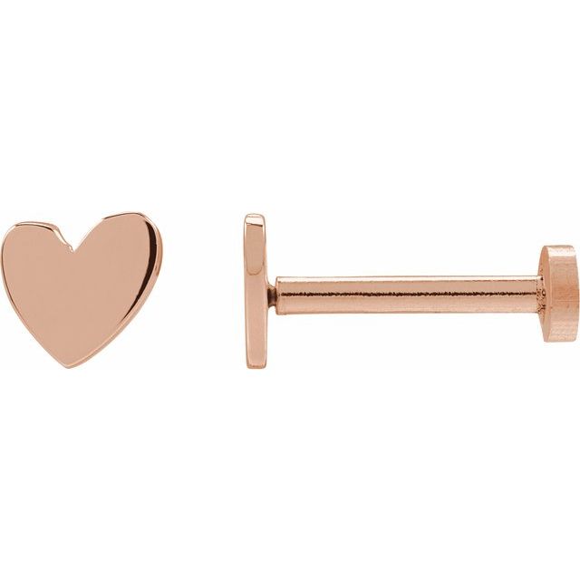 14K Rose Asymmetrical Left Heart Earring - Part 88158:146:P