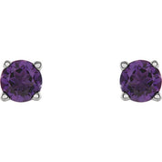 Sterling Silver 4 mm Natural Amethyst Stud Earrings