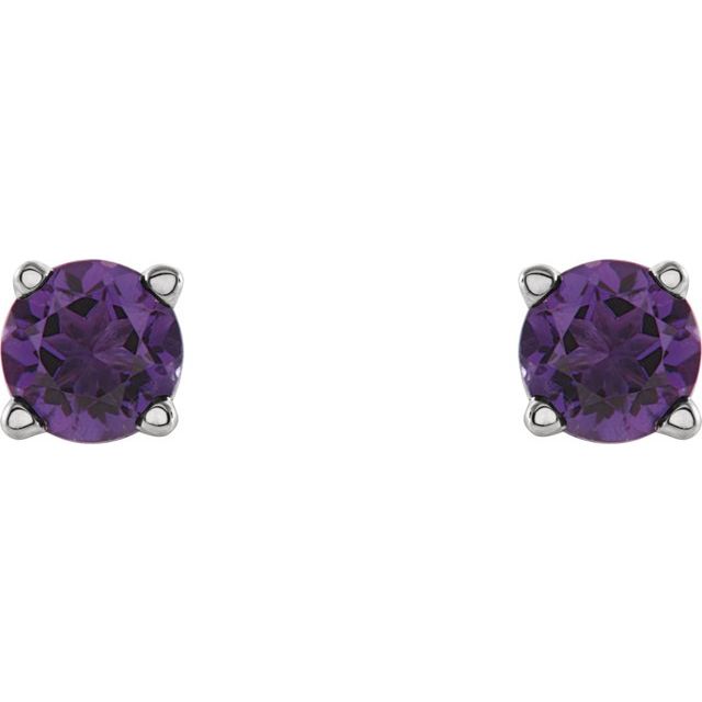 Sterling Silver 4 mm Natural Amethyst Stud Earrings