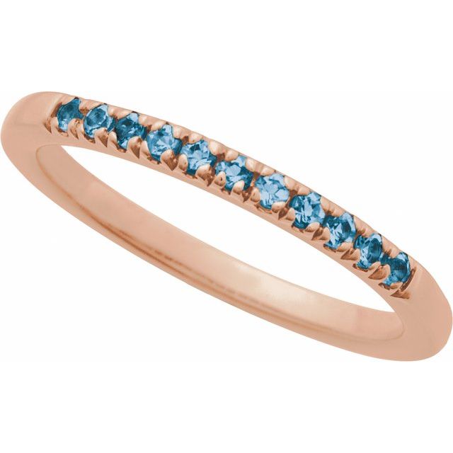 14K Rose Natural London Blue Topaz Ring