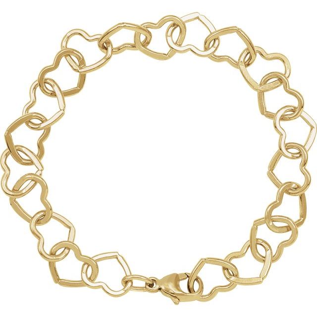 14K Yellow Gold-Filled 9 mm Heart 7" Chain