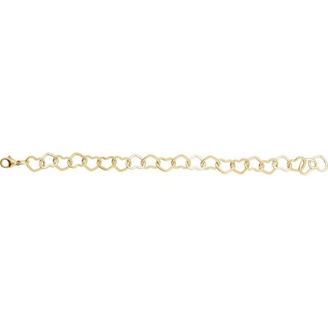 14K Yellow Gold-Filled 9 mm Heart 7" Chain