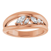 14K Rose 1/3 CTW Natural Diamond Negative Space Ring