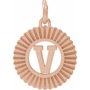 14K Rose Initial V Pendant