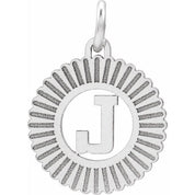 14K White Initial J Pendant