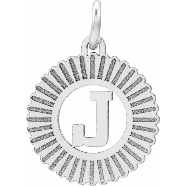 14K White Initial J Pendant