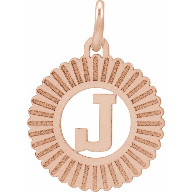 14K Rose Initial J Pendant
