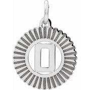 14K White Initial O Pendant