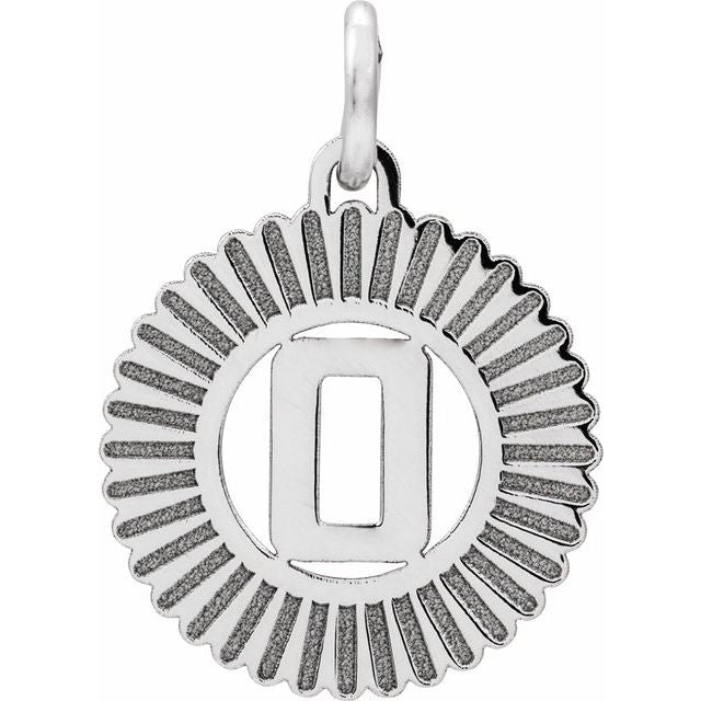 14K White Initial O Pendant