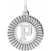 14K White Initial P Pendant