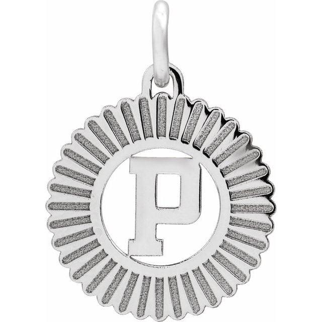 14K White Initial P Pendant
