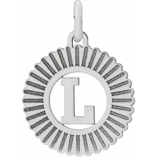 14K White Initial L Pendant