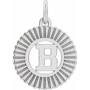 14K White Initial B Pendant