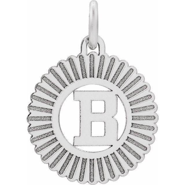 14K White Initial B Pendant