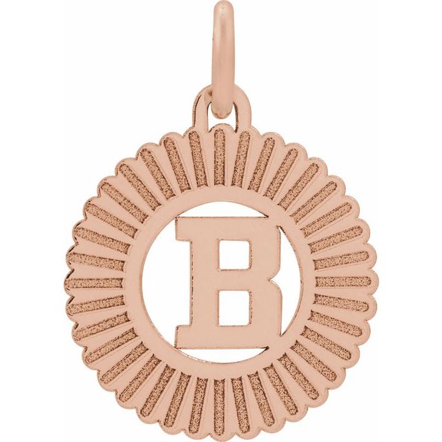 14K Rose Initial B Pendant
