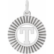 14K White Initial T Pendant
