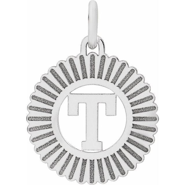 14K White Initial T Pendant