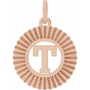 14K Rose Initial T Pendant