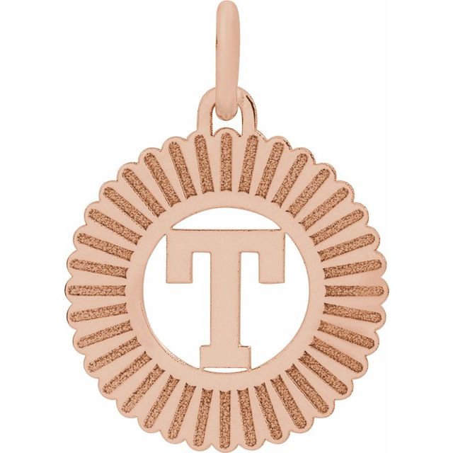 14K Rose Initial T Pendant
