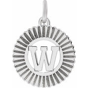 14K White Initial W Pendant