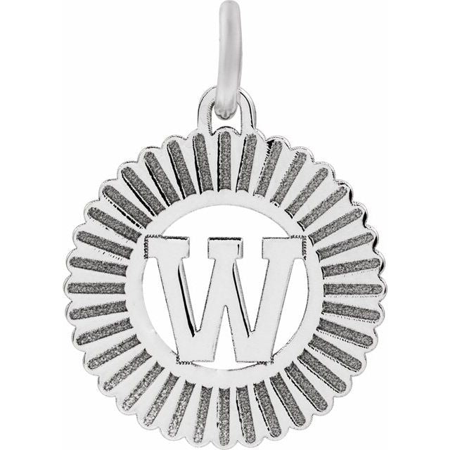 14K White Initial W Pendant
