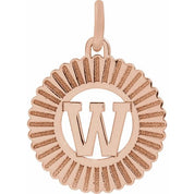 14K Rose Initial W Pendant