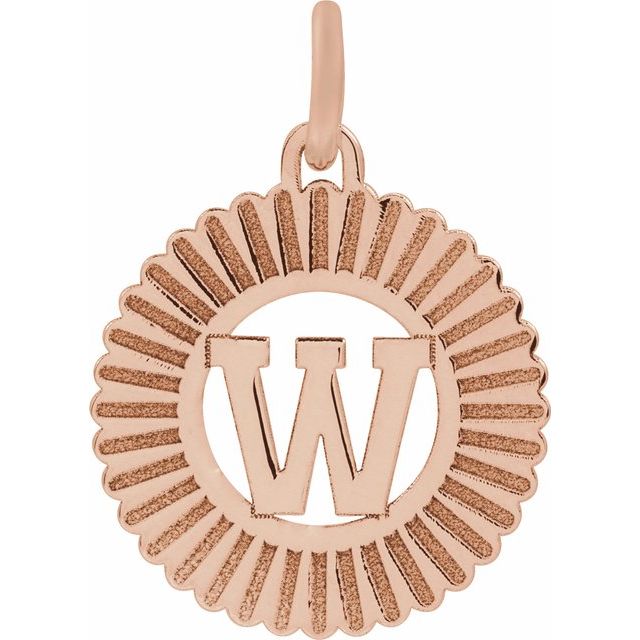 14K Rose Initial W Pendant