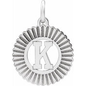 14K White Initial K Pendant