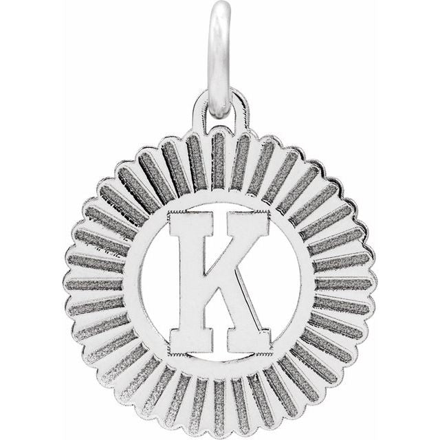 14K White Initial K Pendant