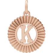 14K Rose Initial K Pendant
