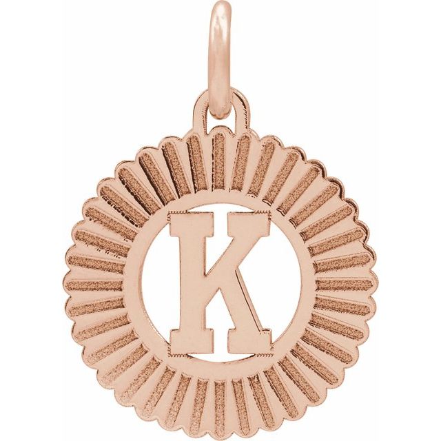 14K Rose Initial K Pendant