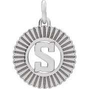 14K White Initial S Pendant