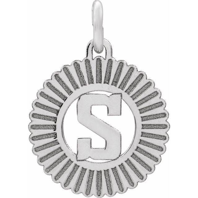 14K White Initial S Pendant