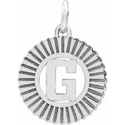 14K White Initial G Pendant